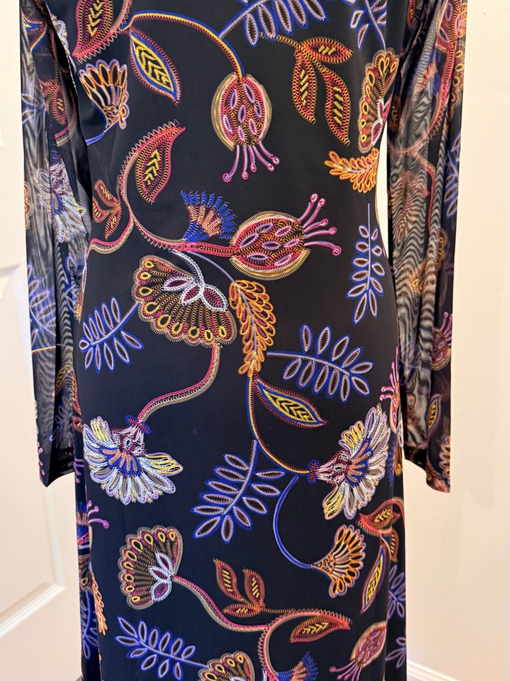 Johnny Was Shelly Floral-Print Mesh Midi Dress - Picture 10 of 16